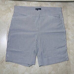 Hilary Radley Womens Striped Shorts L - Casual Comfort Stylish Easy Pull On